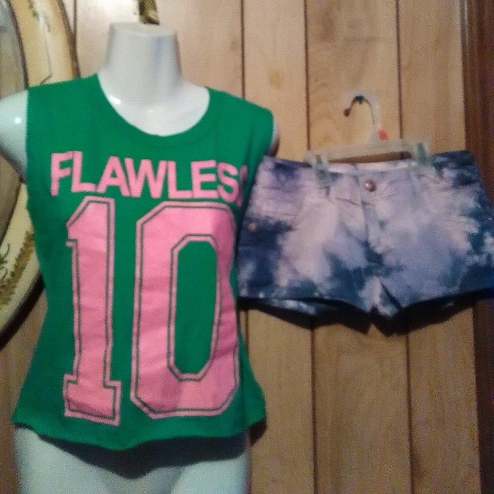 Top Shop tye dye denim shorts